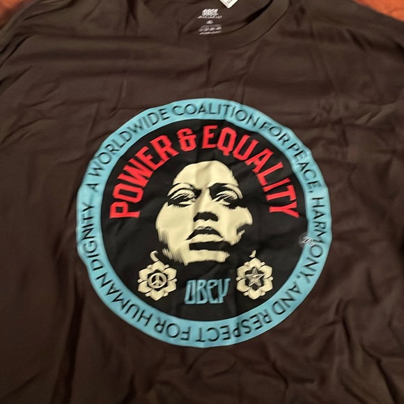 New Woman’s Obey power & equality long sleeve t shirt brown choco  sz XL - Picture 2 of 3